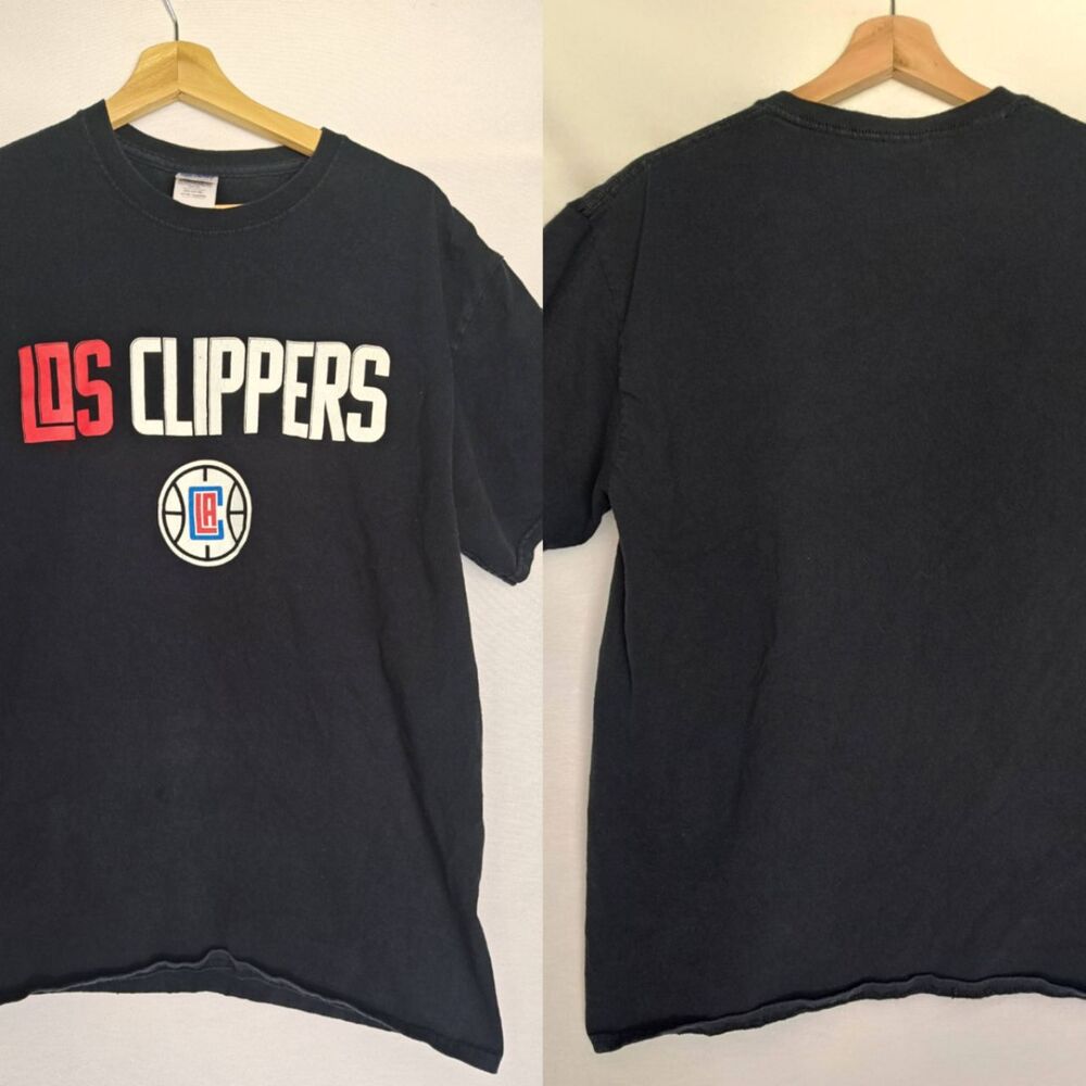 Gildan T-Shirt‎ Los Angeles Clippers Black Large L Retro Graphic NBA Cotton